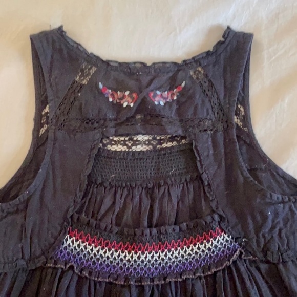 Free People Embellished Cropped Tank XS Dark Navy - Picture 3 of 3